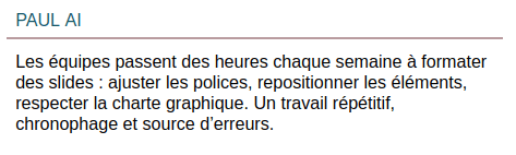Paragraphe avec en-tête PAUL AI détaché de la slide
